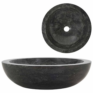 Foto 1 | Foto 1 | Lavabo De Baño Vidaxl Sobre Encimera De Mármol Negro Ø40x12 Cm - Venta Internacional.