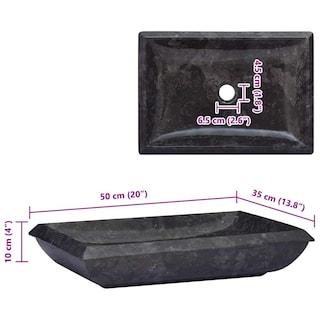 Foto 3 | Foto 3 | Lavabo De Baño Vidaxl De Mármol Negro Y Piedra 50 X 35 X 10 Cm Fácil De Limpiar - Venta Internacional.