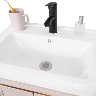 Foto 3 | Foto 3 | Set Gabinete De Baño Con Espejo, Lavabo Cerámico Y Grifería Champagne Con Detalles Dorados Bellini