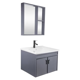 Foto 2 | Foto 2 | Set De Gabinete Para Baño Urban Color Gris Con Espejo, Lavabo De Cerámica Y Grifería