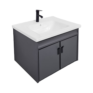 Foto 3 | Foto 3 | Set De Gabinete Para Baño Urban Color Gris Con Espejo, Lavabo De Cerámica Y Grifería