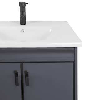 Foto 6 | Foto 6 | Set De Gabinete Para Baño Urban Color Gris Con Espejo, Lavabo De Cerámica Y Grifería