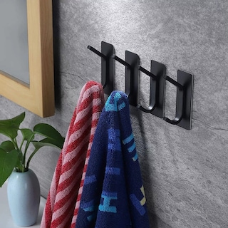 Foto 3 | Foto 3 | Ganchos Adhesivos de Acero para Toallas de Baño - Set de 4 piezas en negro