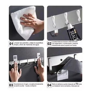 Foto 2 | Foto 2 | Gancho Perchero Pared Acero Inoxidable 6 Ganchos Plata