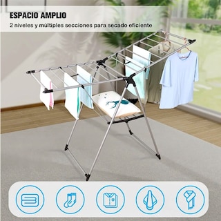 Foto 3 | Foto 3 | Tendedero Acero Inoxidable De Ropa Plegable Y Ala Ajustable
