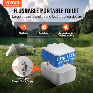 Foto 2 | Foto 2 | Inodoro Portátil Vevor Para Acampar Con Depósito De Basura De 20 Litros Y Descarga De 12 Litros - Venta Internacional.