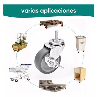 Foto 3 | Foto 3 | Juego de 4 Ruedas Giratorias con Freno de Acero Resistente de 600 lbs de Capacidad