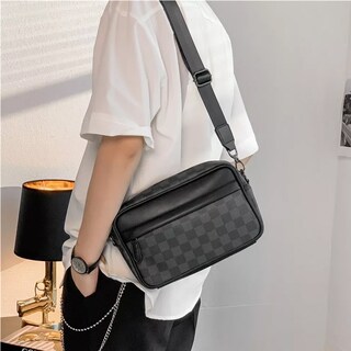 Foto 6 | Foto 6 | Bandolera de Cuero para Hombre Bolso Crossbody Cuadros