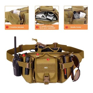 Foto 2 | Foto 2 | Cangurera Tactica Militar Impermeable Riñonera Deportiva Eo Safe Imports Esi-10126-1 Marro