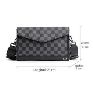 Foto 5 | Foto 5 | Bolsa Bandolera Elegante De Pu A Cuadros Para Hombre Lab.g, Gris Negro Cuadritos