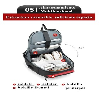 Foto 5 | Foto 5 | Mochila Cruzada Bandolera Para Hombre Hombro Carga Usb Lab.g, Negro
