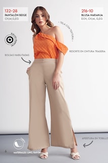 Foto 3 | Foto 3 | Pantalón Devendi color Beige Lino Ancho