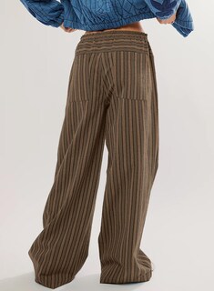 Foto 2 | Foto 2 | Pantalones Acelit Para Mujer, A Rayas, Bloques De Color, Cintura Con Cordón, Color Marrón - Venta Internacional.