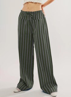 Foto 3 | Foto 3 | Pantalones Acelit Para Mujer, Casuales, A Rayas, Color Verde Bloque, Xl - Venta Internacional.
