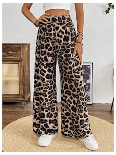 Foto 3 | Foto 3 | Pantalones Sweetyrocks Con Estampado De Leopardo De Cintura Alta Y Pierna Ancha Para Mujer - Venta Internacional.