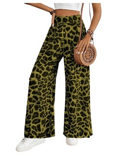 Foto 1 | Foto 1 | Pantalones Sweetyrocks Con Estampado De Leopardo, Cintura Alta, Pierna Ancha, Verde - Venta Internacional.