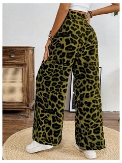 Foto 2 | Foto 2 | Pantalones Sweetyrocks Con Estampado De Leopardo, Cintura Alta, Pierna Ancha, Verde - Venta Internacional.