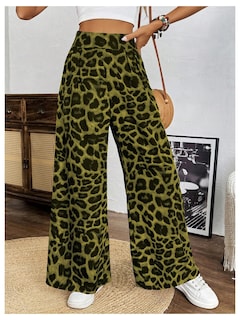 Foto 5 | Foto 5 | Pantalones Sweetyrocks Con Estampado De Leopardo, Cintura Alta, Pierna Ancha, Verde - Venta Internacional.