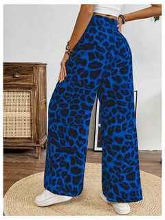 Foto 2 | Foto 2 | Pantalones Sweetyrocks Con Estampado De Leopardo, Cintura Alta, Pierna Ancha, Azul, Mujer - Venta Internacional.