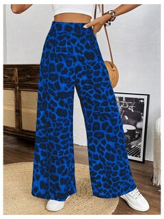 Foto 5 | Foto 5 | Pantalones Sweetyrocks Con Estampado De Leopardo, Cintura Alta, Pierna Ancha, Azul, Mujer - Venta Internacional.