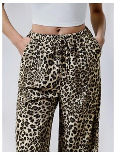Foto 4 | Foto 4 | Pantalones Floerns Con Estampado De Leopardo Y Cintura Con Cordón Para Mujer - Venta Internacional.