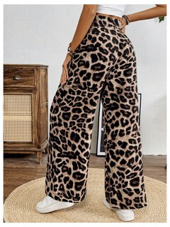 Foto 2 | Foto 2 | Pantalones Sweetyrocks Con Estampado De Leopardo De Cintura Alta Y Pierna Ancha Para Mujer - Venta Internacional.