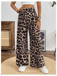 Foto 3 | Foto 3 | Pantalones Sweetyrocks Con Estampado De Leopardo De Cintura Alta Y Pierna Ancha Para Mujer - Venta Internacional.
