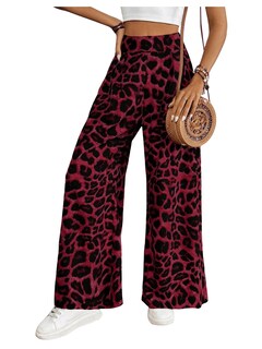 Foto 1 | Foto 1 | Pantalones Sweetyrocks Con Estampado De Leopardo, Cintura Alta, Pierna Ancha, Rojo - Venta Internacional.