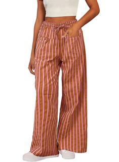 Foto 1 | Foto 1 | Pantalones Acelit, Casuales, A Rayas, Color Bloque De Color, Cintura Con Cordón, Rojo - Venta Internacional.