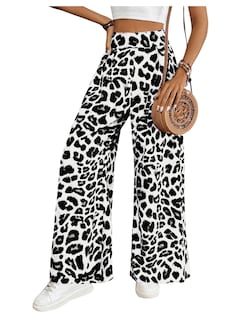 Foto 1 | Foto 1 | Pantalones Sweetyrocks Con Estampado De Leopardo De Cintura Alta Y Pierna Ancha Para Mujer - Venta Internacional.