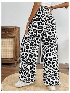 Foto 2 | Foto 2 | Pantalones Sweetyrocks Con Estampado De Leopardo De Cintura Alta Y Pierna Ancha Para Mujer - Venta Internacional.