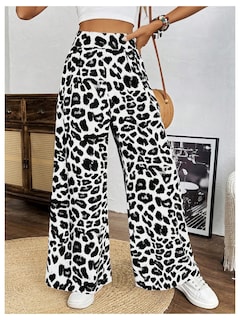 Foto 3 | Foto 3 | Pantalones Sweetyrocks Con Estampado De Leopardo De Cintura Alta Y Pierna Ancha Para Mujer - Venta Internacional.