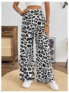 Foto 4 | Foto 4 | Pantalones Sweetyrocks Con Estampado De Leopardo De Cintura Alta Y Pierna Ancha Para Mujer - Venta Internacional.