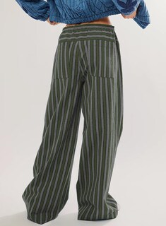 Foto 2 | Foto 2 | Pantalones Acelit Para Mujer, Casuales, A Rayas, Color Verde Bloque, Tamaño Mediano - Venta Internacional.