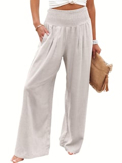 Foto 1 | Foto 1 | Pantalones Palazzo Anrabess De Lino, Cintura Alta, Color Albaricoque, Para Mujer - Venta Internacional.