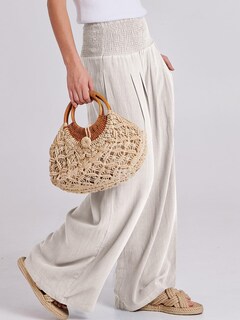 Foto 3 | Foto 3 | Pantalones Palazzo Anrabess De Lino, Cintura Alta, Color Albaricoque, Para Mujer - Venta Internacional.