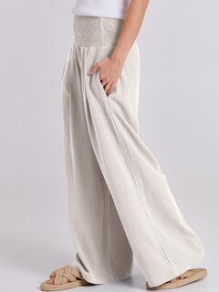 Foto 7 | Foto 7 | Pantalones Palazzo Anrabess De Lino, Cintura Alta, Color Albaricoque, Para Mujer - Venta Internacional.