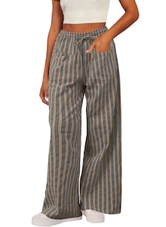 Foto 1 | Foto 1 | Pantalones Acelitt Para Mujer, Casuales, A Rayas, Color Caqui - Venta Internacional.