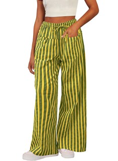 Foto 1 | Foto 1 | Pantalones Acelit Para Mujer, Casuales, A Rayas, Color Amarillo - Venta Internacional.