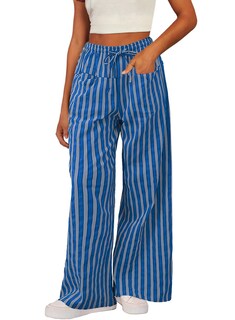 Foto 1 | Foto 1 | Pantalones Acelit Para Mujer, Casuales, A Rayas, Color Azul Bloque - Venta Internacional.