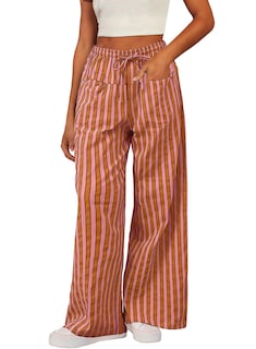 Foto 1 | Foto 1 | Pantalones Acelit Para Mujer, Casuales, A Rayas, Color Rojo, Xl - Venta Internacional.