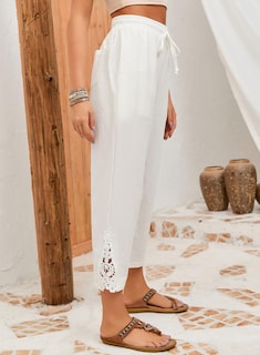 Foto 6 | Foto 6 | Pantalones Acelit De Lino, Casuales, Ligeros, Con Cordón, Cintura Blanca - Venta Internacional.