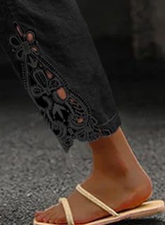 Foto 3 | Foto 3 | Pantalones Acelit De Lino Para Mujer, Cintura Elástica, Con Cordón, Color Negro - Venta Internacional.