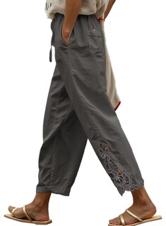 Foto 1 | Foto 1 | Pantalones Acelit Casuales De Lino Con Cordón Y Cintura Elástica Para Mujer - Venta Internacional.