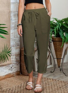 Foto 4 | Foto 4 | Pantalones Acelit, Estilo Casual, Lino, Cintura Elástica, Color Verde Xl - Venta Internacional.