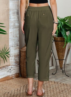 Foto 5 | Foto 5 | Pantalones Acelit, Estilo Casual, Lino, Cintura Elástica, Color Verde Xl - Venta Internacional.
