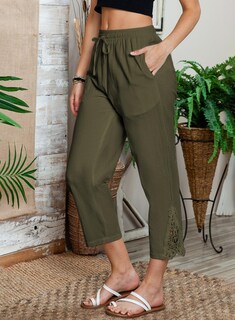 Foto 6 | Foto 6 | Pantalones Acelit, Estilo Casual, Lino, Cintura Elástica, Color Verde Xl - Venta Internacional.