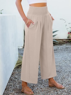 Foto 6 | Foto 6 | Pantalones Palazzo Anrabess Para Mujer, Cintura Alta, Pierna Ancha, Color Almendra - Venta Internacional.
