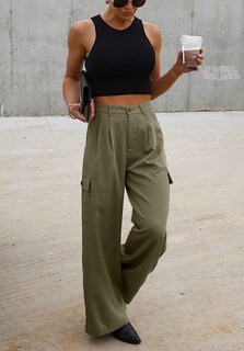 Foto 5 | Foto 5 | Pantalones Cargo Dokotoo De Pierna Ancha Y Cintura Alta, Color Verde, Para Mujer - Venta Internacional.