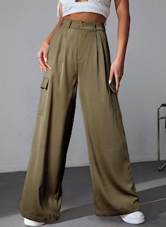 Foto 7 | Foto 7 | Pantalones Cargo Dokotoo De Pierna Ancha Y Cintura Alta, Color Verde, Para Mujer - Venta Internacional.